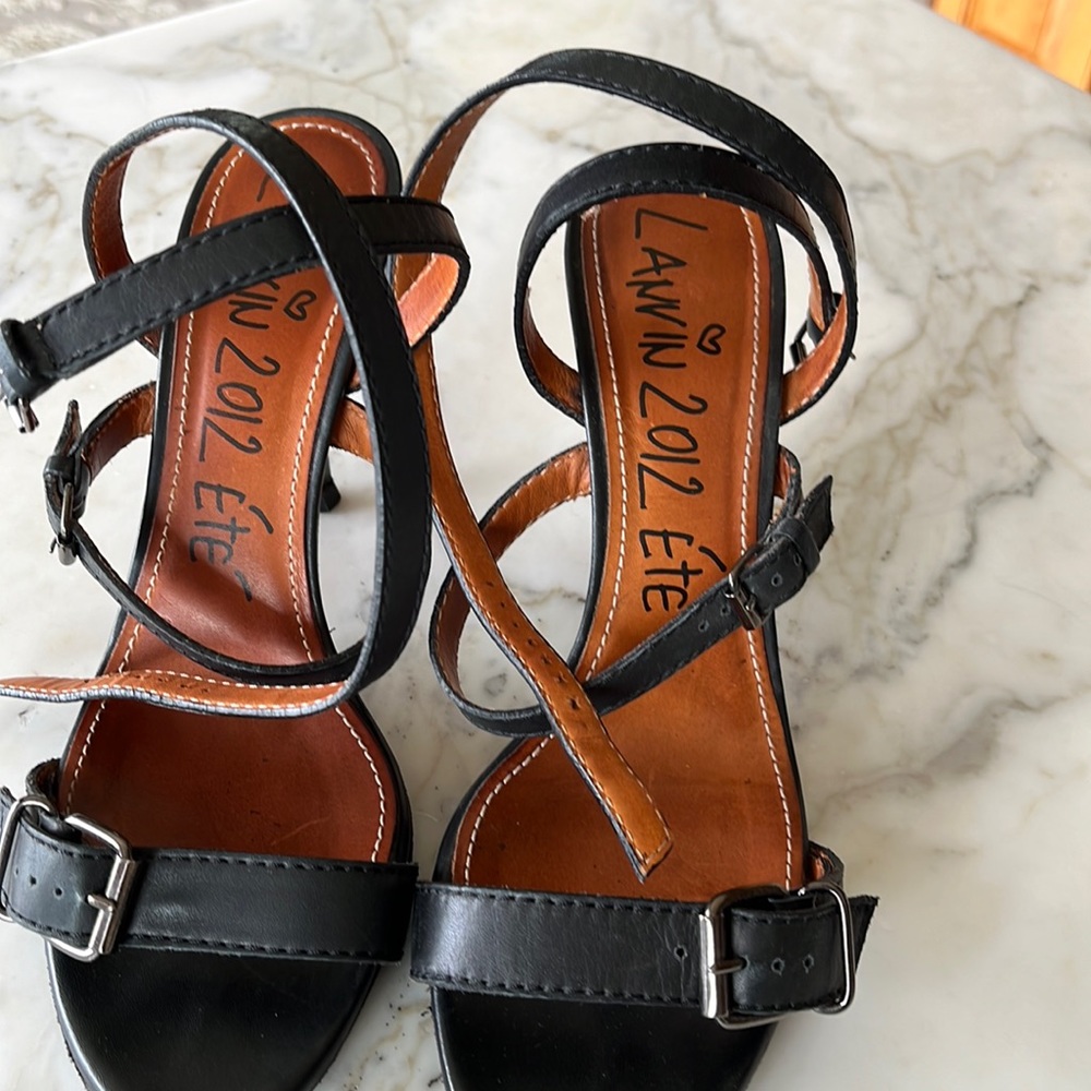 Lanvin 2012 Ete black leather ankle wrap like new